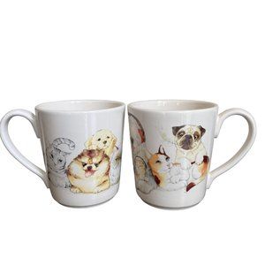 Pier 1 Imports Ironstone Jumbo  Discontinued Pattern Cats, Dogs Headphones Mugs